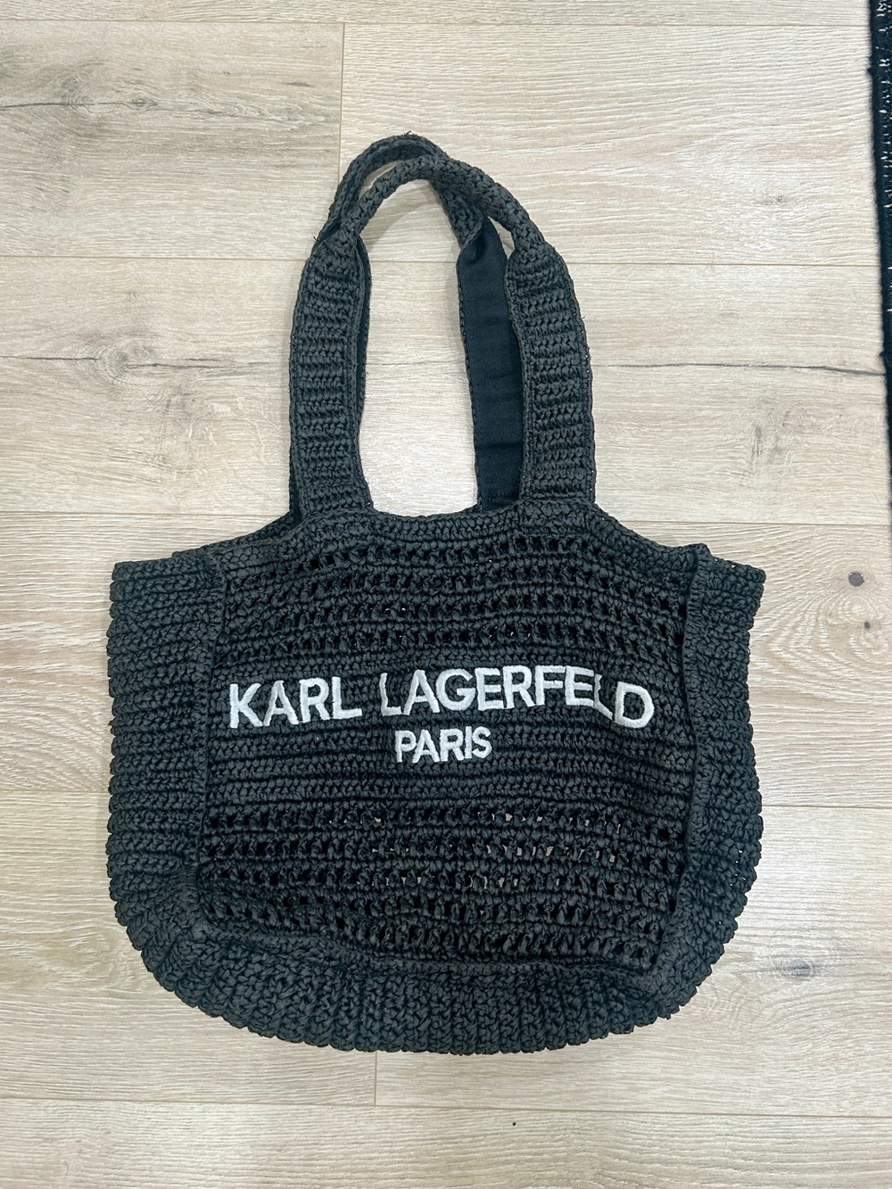 Karl Lagerfeld Black Crochet Logo Tote